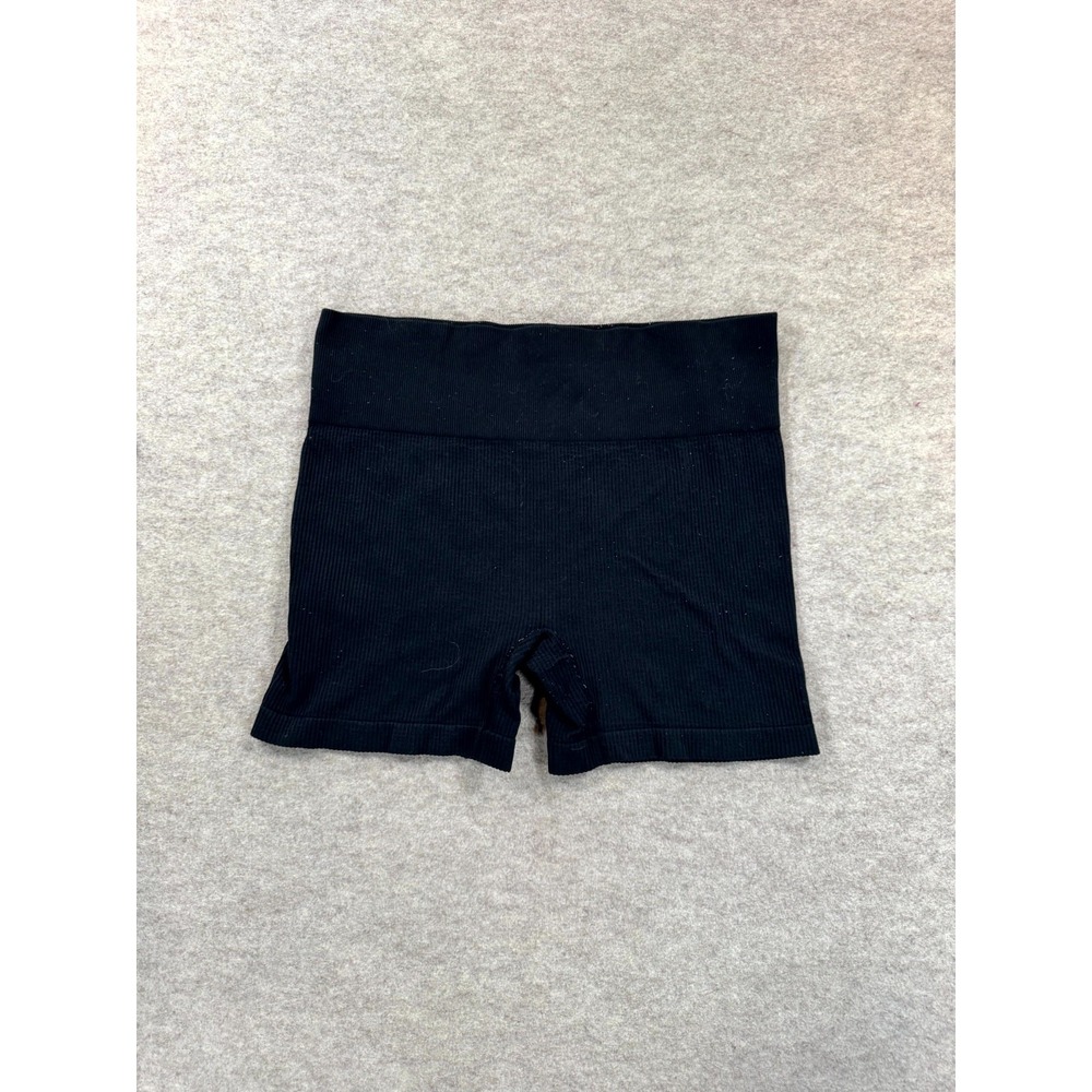 Colsie Pull On Shorts Womens XL Black Ribbed Stretch Regular Fit Biker Training